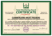 Cumberland Meat Halal Certificate