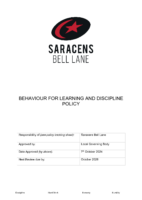 Behaviour For Learning And Discipline Policy September 2024