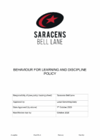 Behaviour for Learning and Discipline Policy October 2025